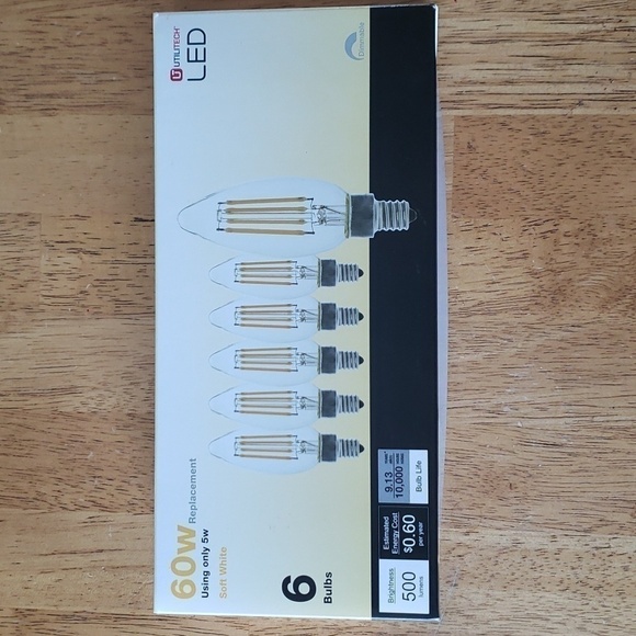 LED Lightbulbs Set of 6 Replacement Bulbs Candelabra Light Bulbs 60 watt - Picture 1 of 9